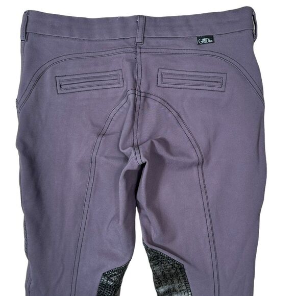 GhoDho Womens Purple & Black Leather Knee Patch Equestrian Riding Breeches EU 30 - Picture 6 of 12